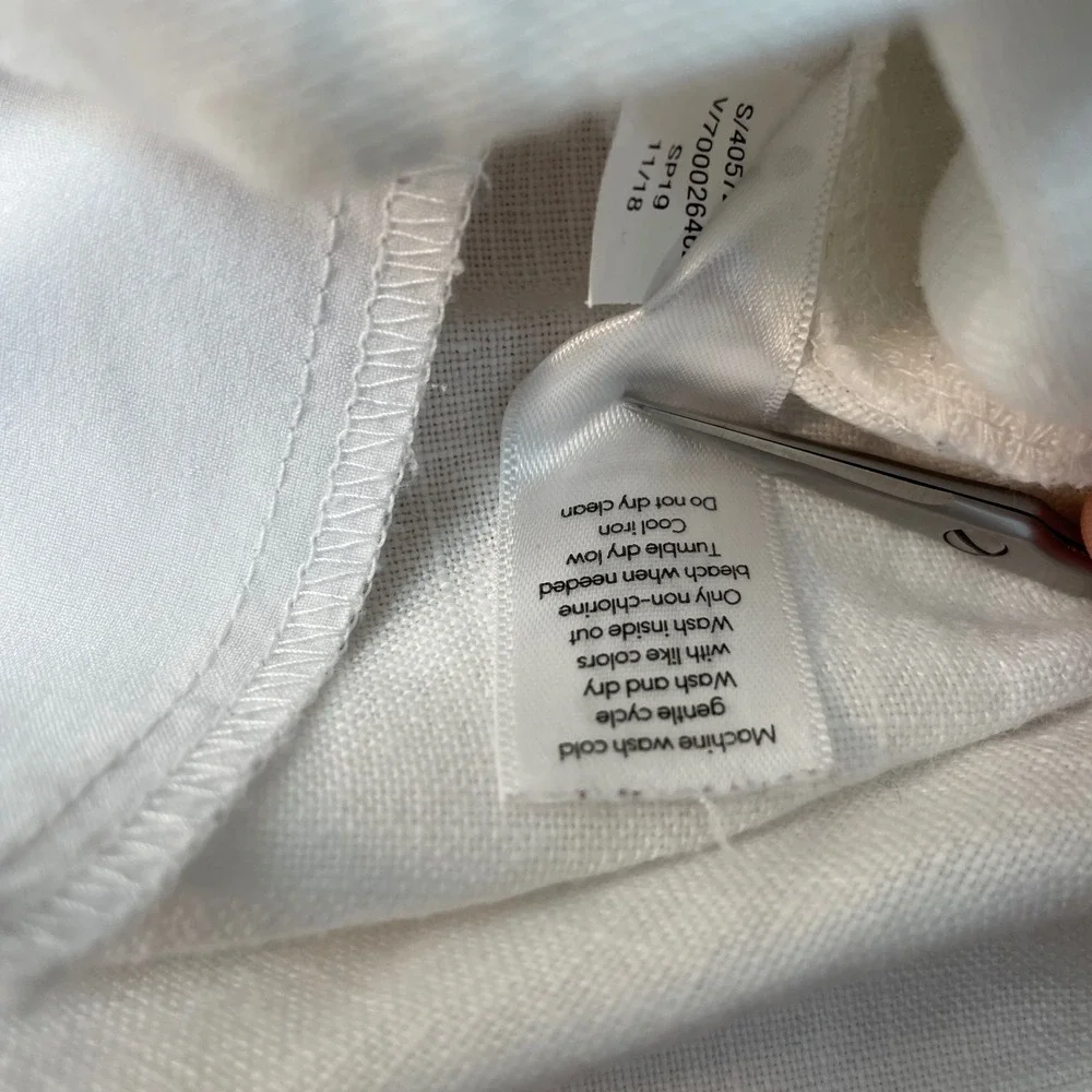 Athleta White 100% Linen Drawstring Shorts Women‎ Size 4 Pocketed